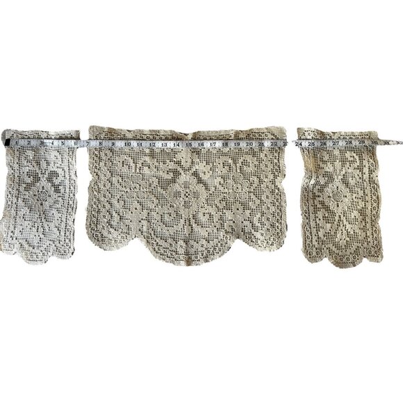 Antique Bosa Lace Handmade Antimacassar Set Intricate Net & Darning Italy Doily - Picture 6 of 16